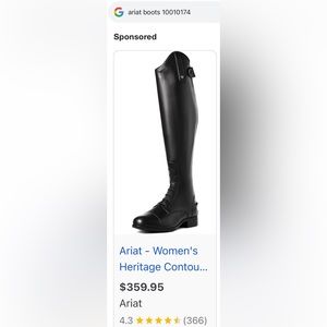 Ariat Women Heritage Contour Field Boot Black 10010174
Calf: Slim
US 8
UK 5.5M